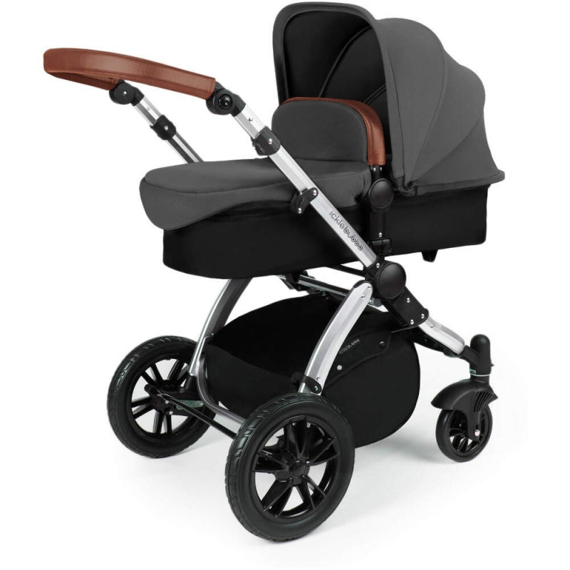Ickle Bubba Stomp V3 i-Size All in One Travel System with ISOFIX Base - Graphite Grey on Silver Frame