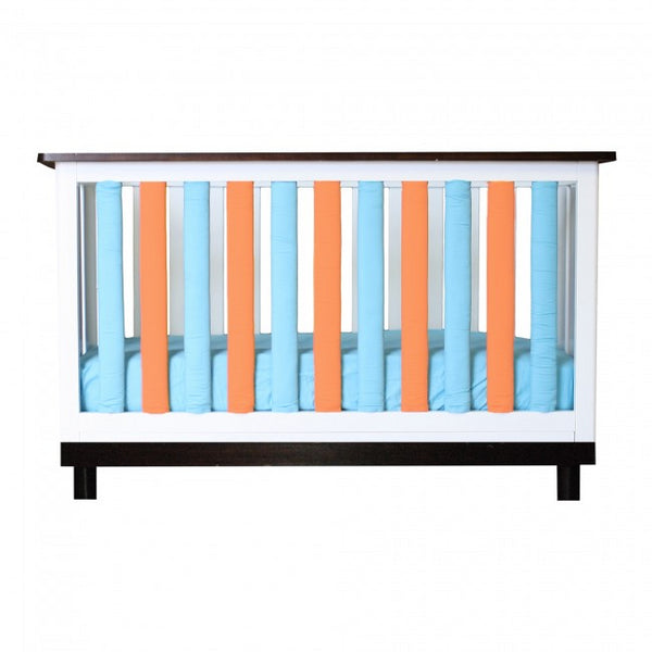 Go Mama Go - Pure Safety Vertical Crib Liners - Orange and Aqua