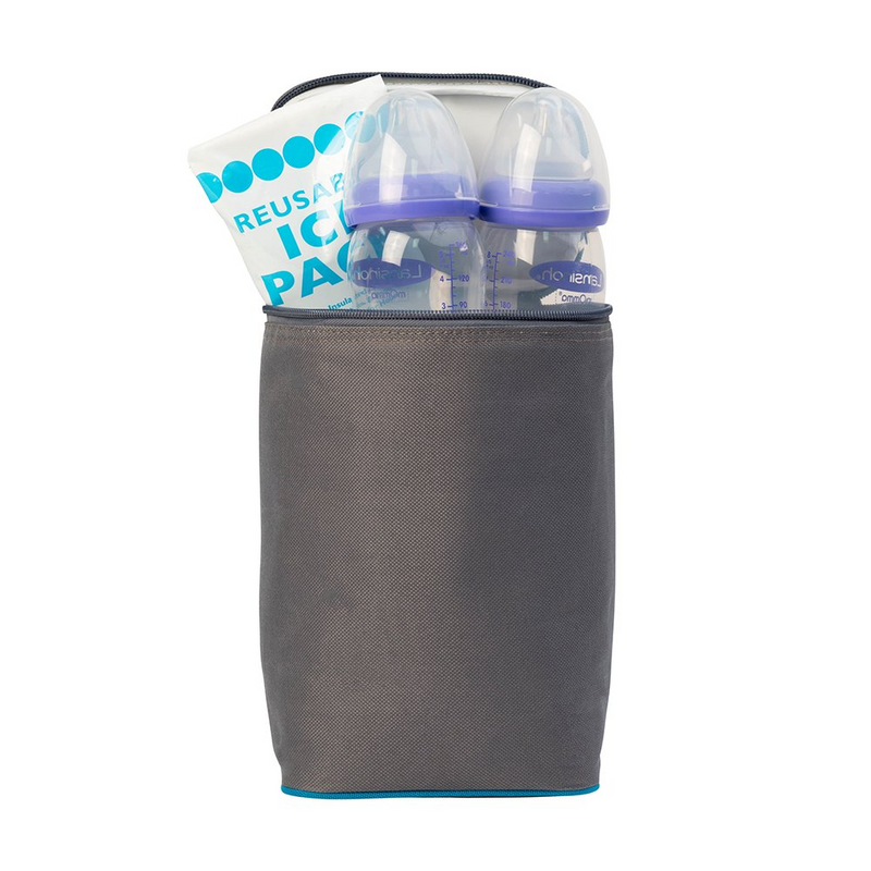 JL Childress Tall TwoCOOL 2-Bottle Cooler Bag- Grey/Teal