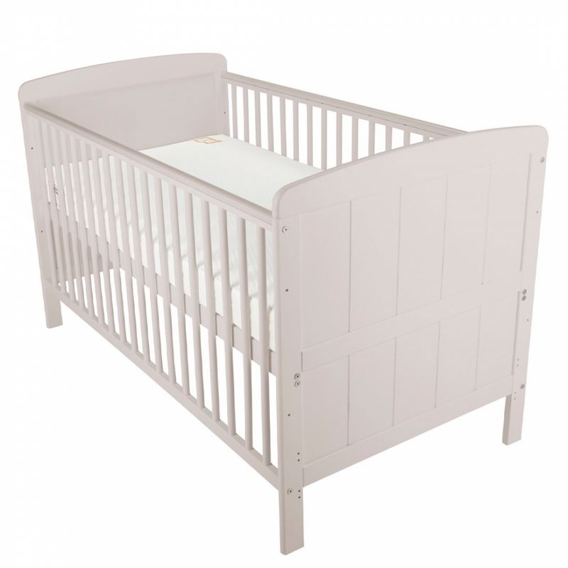 Cuddleco Juliet Cot Bed and Mother and Baby First Gold Foam Mattress – Dove Grey