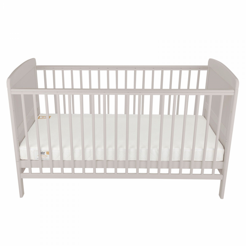 Cuddleco Juliet Cot Bed and Mother and Baby First Gold Foam Mattress – Dove Grey
