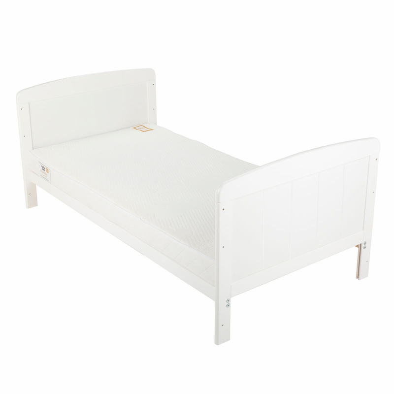 Cuddleco Juliet Cot Bed and Mother and Baby First Gold Foam Mattress – White