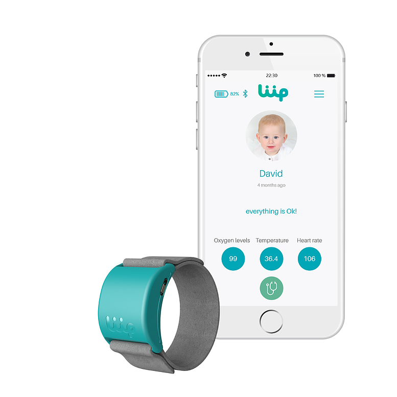 Liip Smart Baby Breathing Monitor Bracelet – Heartbeat, Oxygen and Temperature Sensor