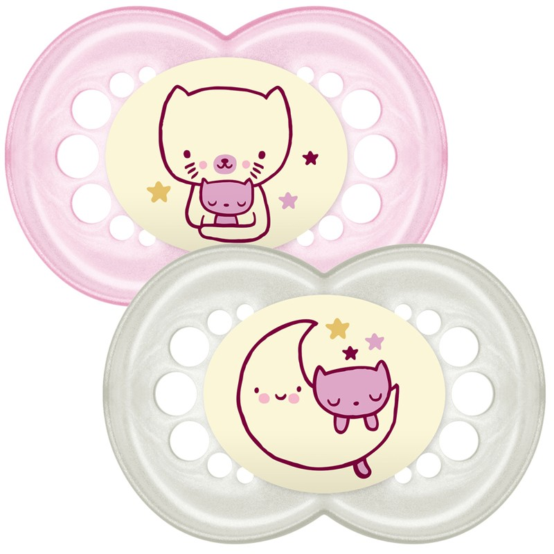 MAM Night Soother – 6m+ – Pink – Twin Pack