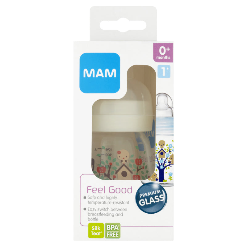 MAM Feel Good Glass Bottle - 170Ml - Grey