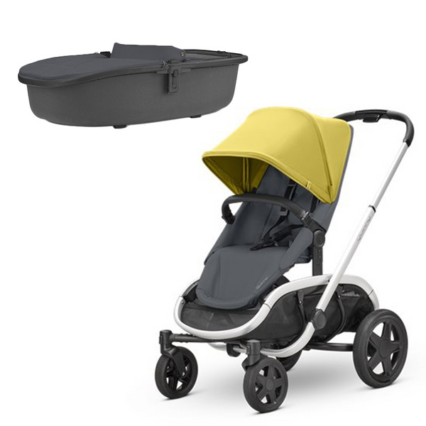 Quinny Hubb Stroller and Hux Carrycot – Ochre on Graphite/Graphite