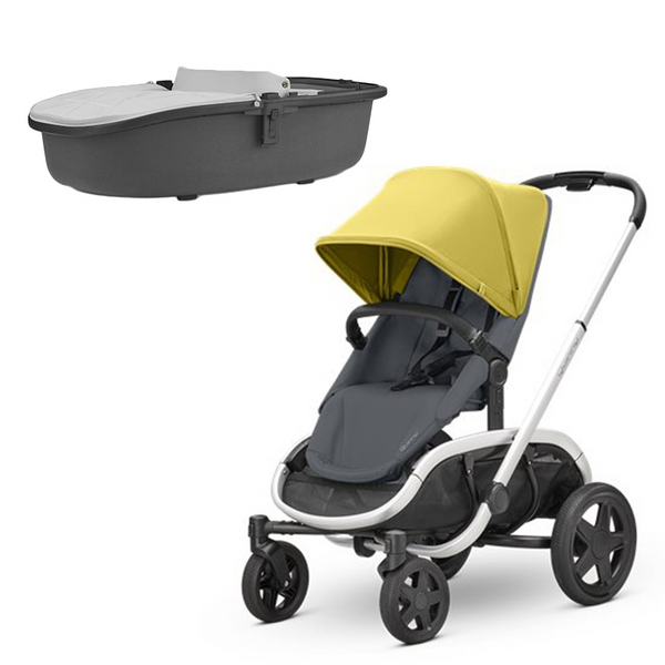 Quinny Hubb Stroller and Hux Carrycot – Ochre on Graphite/Grey