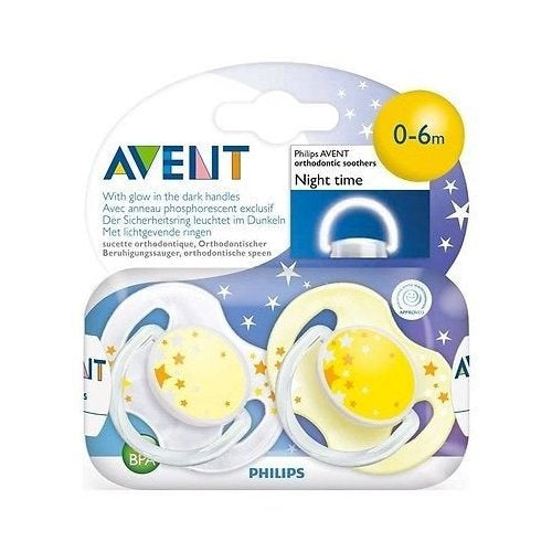 Philips AVENT Glow-in-the-Dark Soother 0m+ - Twin Pack
