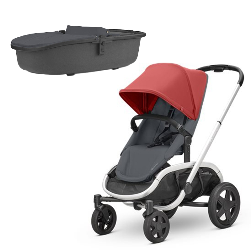 Quinny Hubb Stroller and Hux Carrycot – Red/Graphite
