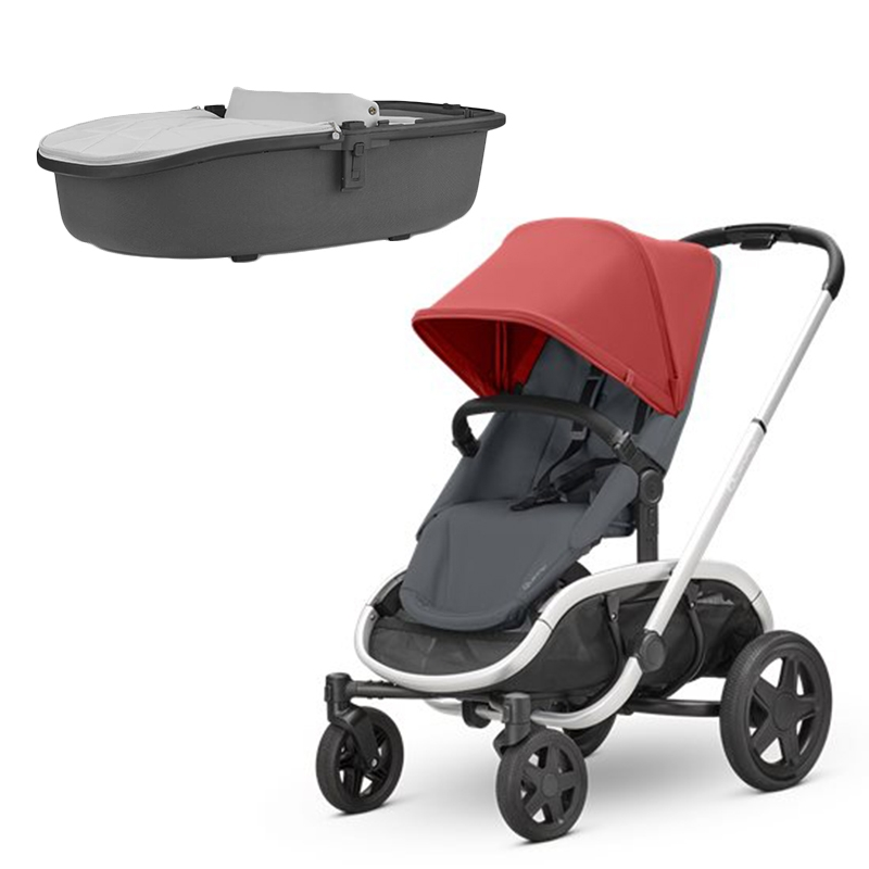 Quinny Hubb Stroller and Hux Carrycot – Red Graphite/Grey