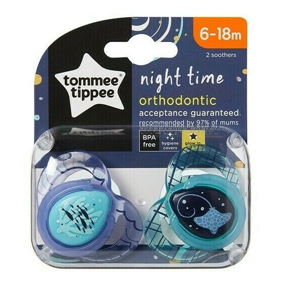 Tommee Tippee Night Time Soothers 6-18 Months – Pack of 2
