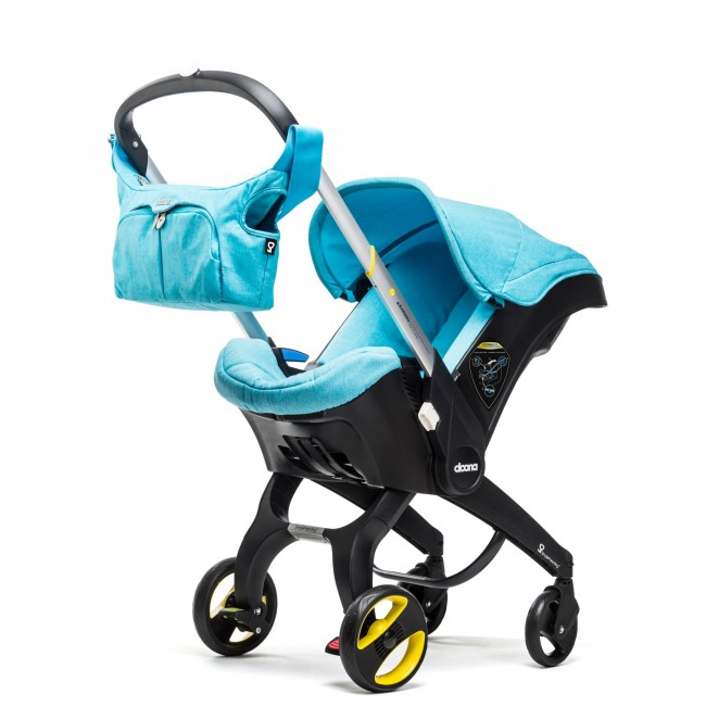 Doona Car Seat Stroller Nitro Black With Colour Pack & Essentials Bag – Blue
