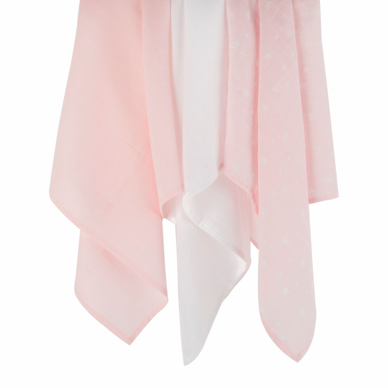 Mother&Baby 6 Pack Cotton Muslins - Pink Star.