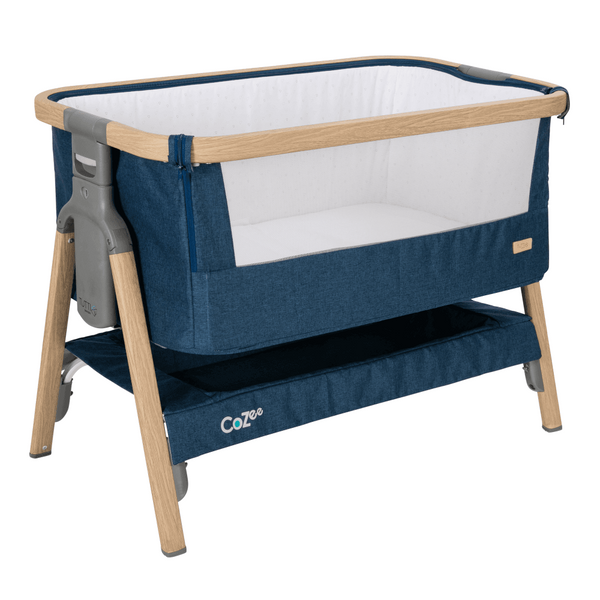 Tutti Bambini CoZee Bedside Crib - Oak and Midnight Blue