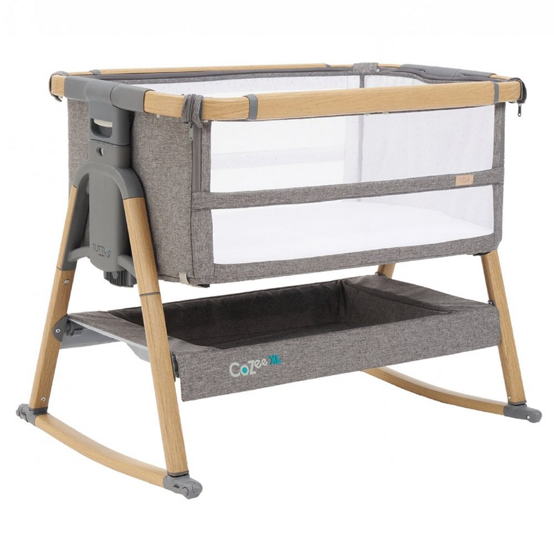 Tutti Bambini Cozee XL Bedside Crib & Cot - Oak and Charcoal