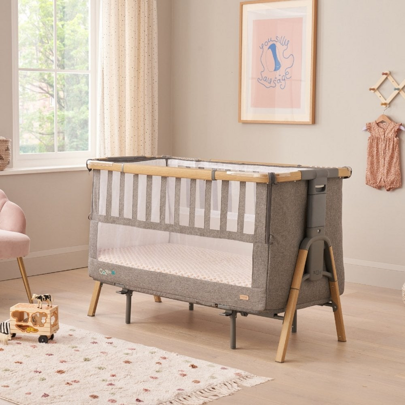 Tutti Bambini Cozee XL Bedside Crib & Cot - Oak and Charcoal
