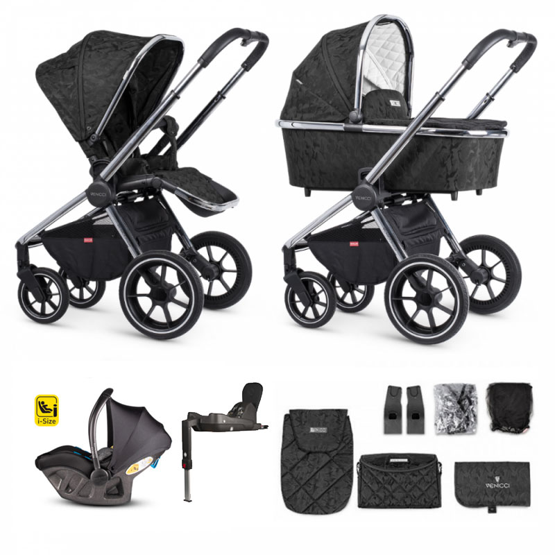 Venicci Tinum Bundle 3 in 1 Travel System with iSize Car Seat and Isofix Base – Camo Black