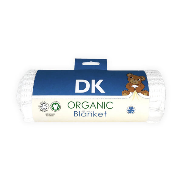 DK Glovesheet - Organic Cotton Blanket - White with Satin Edge